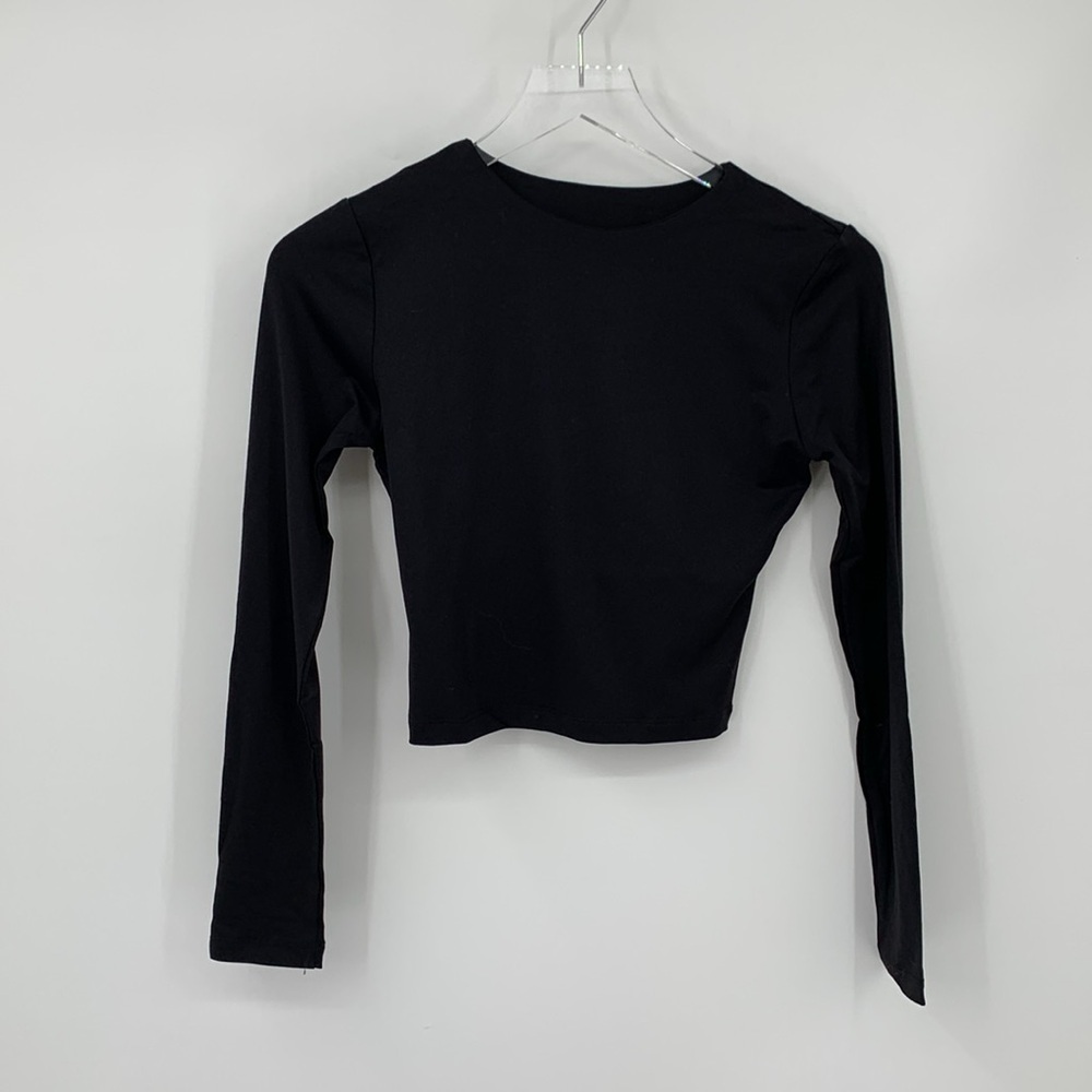 Susana Monaco long sleeve top shirt blouse jersey knit black crewneck new Medium